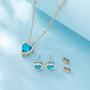 Swarovski Crystal Heart Pendant Necklace Earrings for Women 14K Gold Plated Hypoallergenic Jewelry Set