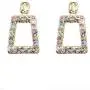 Hollow Geometric Crystal Statement Drop Earrings Bohemian Metal Colorful Crystal Design Dangle Earring for Women Girl Gold Fashion Jewelry