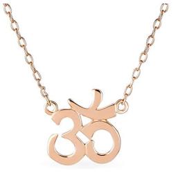Sanskrit Symbol Yoga Spiritual Harmony Aum Om Ohm Pendant Necklace For Women 14K Gold Rose Plated 925 Sterling Silver