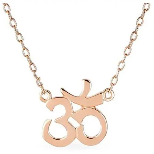 Sanskrit Symbol Yoga Spiritual Harmony Aum Om Ohm Pendant Necklace For Women 14K Gold Rose Plated 925 Sterling Silver Sanskrit Symbol Yoga Spiritual Harmony Aum Om Ohm Pendant Necklace For Women 14K Gold Rose Plated 925 Sterling Silver