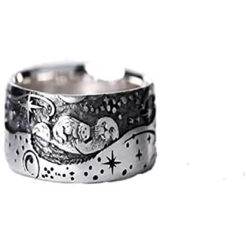 Otter Ring for Men, Norse Viking Sea Otter Ring, Vintage Otter Totem Amulet Ring, Hip Hop Biker Ring, Punk Animal Sea Otter Jewelry Gift for Men Boys Otter Ring for Men, Norse Viking Sea Otter Ring, Vintage Otter Totem Amulet Ring, Hip Hop Biker Ring, Punk Animal Sea Otter Jewelry Gift for Men Boys