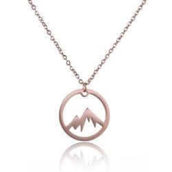 Vinjewelry Circle Snowy Mountain Pendant Necklace-The Mountains are Calling Hiking Gift for Her