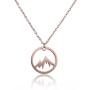 Vinjewelry Circle Snowy Mountain Pendant Necklace-The Mountains are Calling Hiking Gift for Her