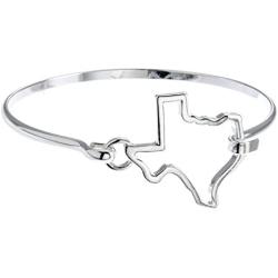 PammyJ Silvertone State of Texas Bangle Bracelet