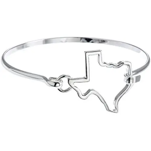 PammyJ Silvertone State of Texas Bangle Bracelet