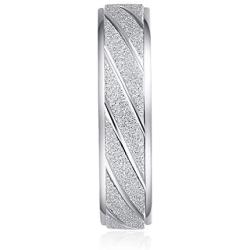Unisex Comfort Fit Sterling Silver 5mm Sandblasted Finish Ring Patterned Wedding Band