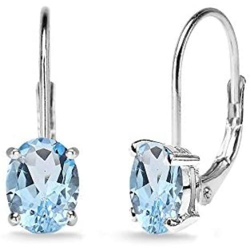 Sterling Silver Genuine or Synthetic Gemstone 7x5mm Oval Solitaire Dainty Leverback Earrings