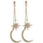 moon star earring with chain - moon earrings dangle - sun and moon earrings for women,Gift for wedding or Daily Wear