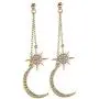 moon star earring with chain - moon earrings dangle - sun and moon earrings for women,Gift for wedding or Daily Wear