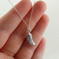 FashionJunkie4Life Sterling Silver Small 3D Pickle or Cucumber Charm Necklace 18'' Cable Chain