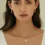Hidepoo Birth Flower Necklaces for Women, 14K Gold Plated Dainty Paperclip Chain Engraved Floral Heart Necklace Simple Birth Month Flower Pendant Necklace Personalized Jewelry Birthday Gift for Women