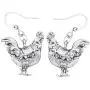 WEVENI Alloy Antique Silver Gold Plated Rooster Hen Chicken Earrings Dangle Farm Themed Jewelry Dainty Gift for Girls Women