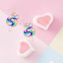 MJartoria Lollipop Dangle Earrings for Teen Girls, Colorful Rainbow Dangle Earrings Cute Candy Pendant Earrings Jewelry For Women
