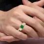 RYLOS Mens Rings Yellow Gold Plated Silver Designer Style 10X8MM Emerald Cut Shape Gemstone & Genuine Diamonds Color Stone Birthstone Rings For Men, Mens Rings, Silver Rings, Sizes 8,9,10,11,12,13