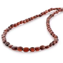 NirvanaIN Hessonite Garnet Necklace AAA Quality Hessonite Garnet Smooth Oval Beads Necklace January Birthstone Garnet Jewelry Gift For Mom