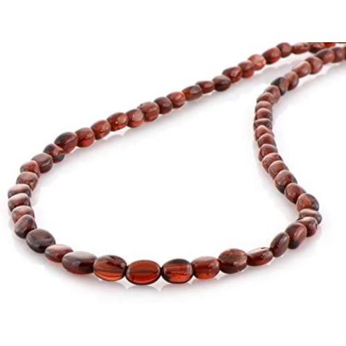 NirvanaIN Hessonite Garnet Necklace AAA Quality Hessonite Garnet Smooth Oval Beads Necklace January Birthstone Garnet Jewelry Gift For Mom