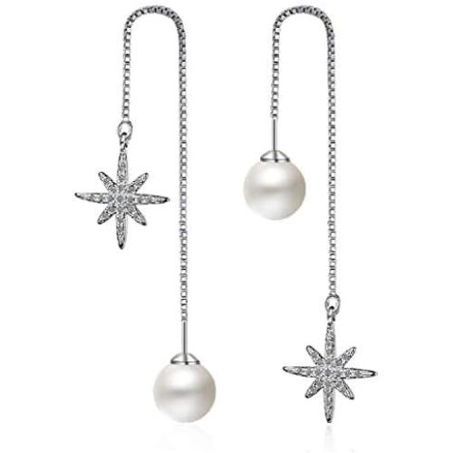Orris 18K White Gold Plated Long Tassel Chain Dangle Drop Threader Earrings for Women Girls