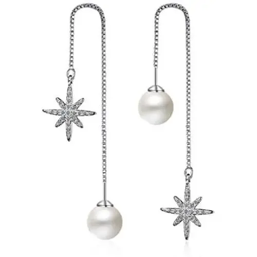 Orris 18K White Gold Plated Long Tassel Chain Dangle Drop Threader Earrings for Women Girls Orris 18K White Gold Plated Long Tassel Chain Dangle Drop Threader Earrings for Women Girls
