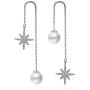 Orris 18K White Gold Plated Long Tassel Chain Dangle Drop Threader Earrings for Women Girls