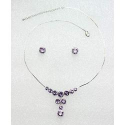 Faship Gorgeous Rhinestone Crystal Floral Necklace Earrings Set