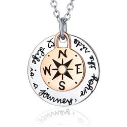 Compass Necklace, Traveller College Graduation Gifts Inspirational Jewelry, Compass Pendant Necklace, Compass Necklace Friendship, Compass Life Is A Journey Enjoy The Ride