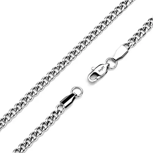 AmyRT Jewelry 4.5mm Titanium Steel Mens Beveled Curb Link Chain Silver Gold Necklace 16 to 30 Inches AmyRT Jewelry 4.5mm Titanium Steel Mens Beveled Curb Link Chain Silver Gold Necklace 16 to 30 Inches