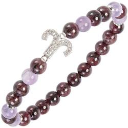 Bright Creations Zodiac Aries Bracelet with Amethyst Garnet Stone Beads, One Size