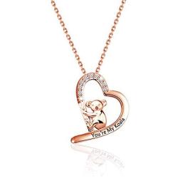 BLEOUK Cute Koala Heart Pendant Necklace Koala Gift Koala Lover Gift You’re My Koala Necklace Koala Gift for Girlfriend Wife