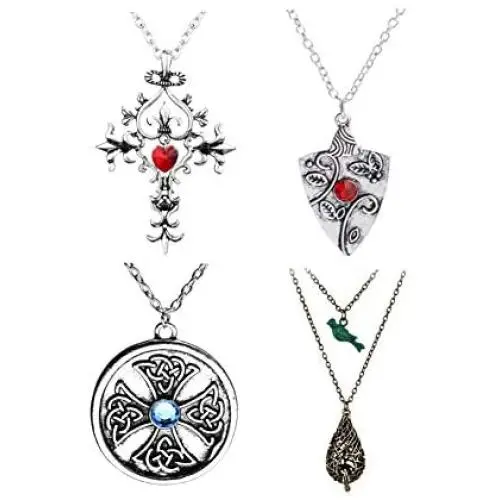 4PCS One Set Vampire Diaries Merchandise Necklace Set Elena Gilbert Bennett bonnie Antique silver Amulet/sacred heart Cross/ bird nest Charm Pendant Necklace 4PCS One Set Vampire Diaries Merchandise Necklace Set Elena Gilbert Bennett bonnie Antique silver Amulet/sacred heart Cross/ bird nest Charm Pendant Necklace