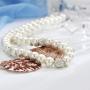 SEVENSTONE Faux Pearl Crystal Choker Necklace Earring Bracelet Jewelry Set for Women Wedding Bridal Jewelry