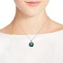 AeraVida Daisy Vines Adorned Malachite Disc .925 Sterling Silver Pendant Necklace