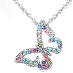 Kiokioa Butterfly Necklaces for Girls Kids Birthday Gift Jewelry for Women Girls(Colorful)