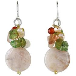 NOVICA Multi-Gem Quartz Cultured Freshwater Pearl .925 Sterling Silver Beaded Earrings, Thai Joy