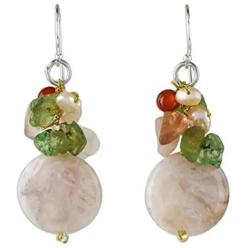 NOVICA Multi-Gem Quartz Cultured Freshwater Pearl .925 Sterling Silver Beaded Earrings, Thai Joy NOVICA Multi-Gem Quartz Cultured Freshwater Pearl .925 Sterling Silver Beaded Earrings, Thai Joy