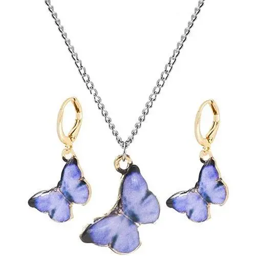 Nanafast Butterfly Necklace & Huggie Hoop Earrings Set for Women & Girls Enamel Butterfly Jewelry Set with Gold-Plated Nanafast Butterfly Necklace & Huggie Hoop Earrings Set for Women & Girls Enamel Butterfly Jewelry Set with Gold-Plated