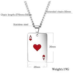 kelistom Poker Pendant Titanium Stainless Steel Necklace for Men Women, Hip-hop Punk Jewelry Rope Chain Necklace Fashion Jewelry Gifts