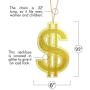 Skeleteen Hip Hop Gold Necklace - Rapper Dollar Sign Medallion Gangster Golden Chain Costume Bling Jewelry