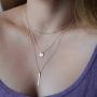 Jeweky Layered Sequin Necklaces Silver Beaded Choker Necklace Bar Pendant Chain Adjustable Jewelry for Women and Girls