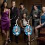 POTIY The Vampire Earrings with Salvatore Damon Stefan Pendant Y Necklace Gift for Fans