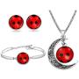 WSNANG Good Luck Ladybug Jewelry Ladybug Bracelet/Necklace/Stud Set Ladybug Lover Gift Insect Lover Gift Wish Lucky Gift for Women Girl