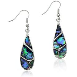 PammyJ Silvertone Abalone Swirl Teardrop Shell Earrings For Women