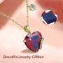 Heart Pendent Necklace for Women Girls Forever Love Heart Birthstone Necklaces Sterling Silver Gold Plated Birthday Fashion Jewelry Gift for Teen Girls Girlfriend Wife Mom