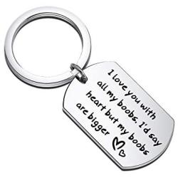 WUSUANED Boyfriend Gift I Love You with All My Boobs Keychain Funny Jewelry