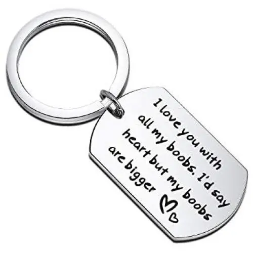 WUSUANED Boyfriend Gift I Love You with All My Boobs Keychain Funny Jewelry