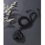 Jovivi Hand Carved Mother Elephant Natural Black Obsidian Necklace Healing Crystal Gemstone Necklaces Pendant Protection Lucky Amulet Charm Adjustable Braided Rope Mothers Day Gifts