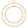 Turandoss Gold Paperclip Link Chain Necklace Bracelet Set, 14K Gold Plated Dainty Oval Link Chain Necklace Bracelet Anklet Paperclip Chain Gold Jewelry Set for Women Girls