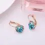Multicolored Swarovski Crystal Earrings for Women 14K Gold Plated Leverback Dangle Hoop Earrings