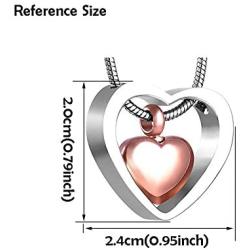 Cremation Jewelry Stainless Steel Rose Gold Double Heart Urn Necklace Ashes Holder Memorial Waterproof Pendant Necklace for Human Pets Ashes with 21Chain Mini Funnel Fill Kits Beautiful Gift Box