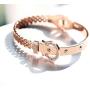 Allure Leather buckle titanium steel plated 18k rose gold bracelet female spring opening couple gift hand ornament