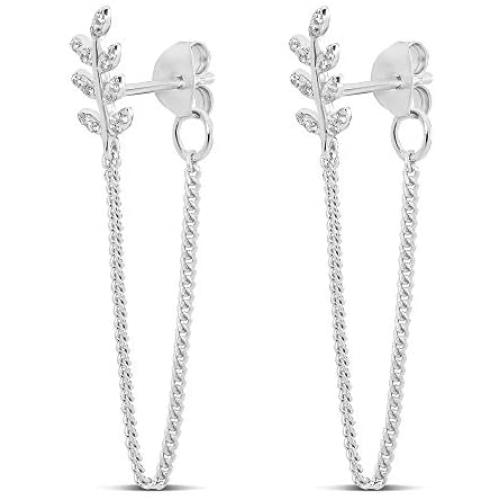 Highstreet .925 Sterling Silver dangling drop chain earrings for women | elegant design | hypoallergenic | light and easy on the ear for all day use